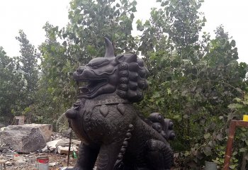 獬豸雕塑-公園擺放的坐著的玻璃鋼噴漆獬豸雕塑