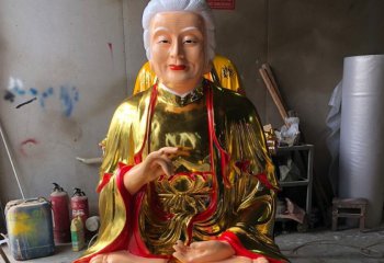 太極老母雕塑-寺廟不銹鋼貼金太極老母雕塑