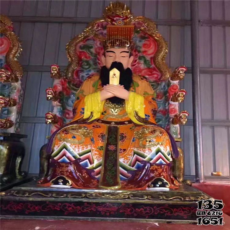 東岳大帝雕塑-大型玻璃鋼彩繪寺廟供奉神佛東岳大帝雕塑高清圖片