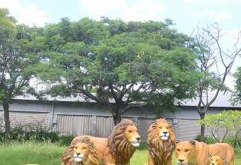 獅子雕塑-戶(hù)外草坪玻璃鋼仿真動(dòng)物園林景觀(guān)裝飾擺件獅子雕塑