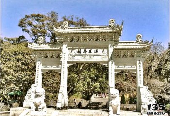 牌坊雕塑-大理石芝麻白寺廟山門(mén)石雕牌坊