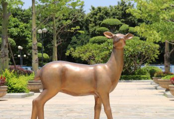 鹿雕塑-公園不銹鋼仿銅鹿雕塑