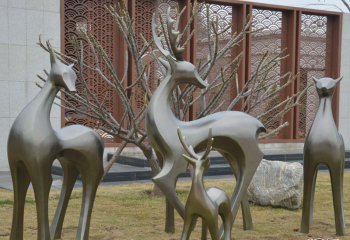 鹿雕塑-公園景區不銹鋼仿銅抽象藝術鹿雕塑