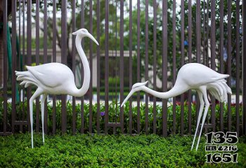 丹頂鶴雕塑-戶外公園創意玻璃鋼兩只丹頂鶴雕塑