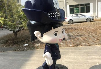 警察雕塑-玻璃鋼卡通指揮交通的女警察雕塑