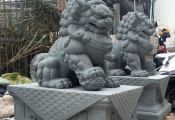 獅子雕塑-寺廟大型仿真動(dòng)物青石石雕獅子雕塑