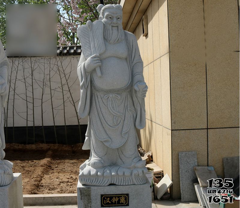 漢鐘離雕塑-戶外園林寺廟大理石石雕漢鐘離雕塑高清圖片