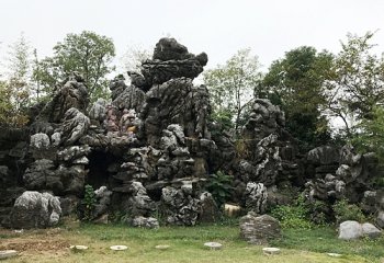 假山雕塑-動物園猴子景區(qū)擺放靈璧石假山雕塑