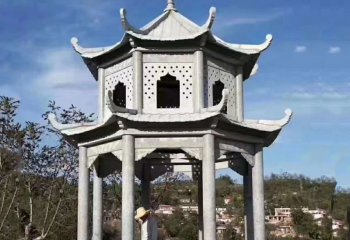 涼亭雕塑-公園戶(hù)外鏤空仿古大理石休閑涼亭座椅