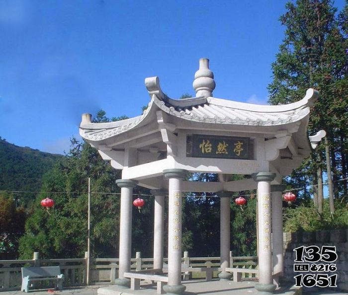 涼亭雕塑-農(nóng)場(chǎng)景觀戶(hù)外擺放漢白玉仿古建筑怡然亭高清圖片