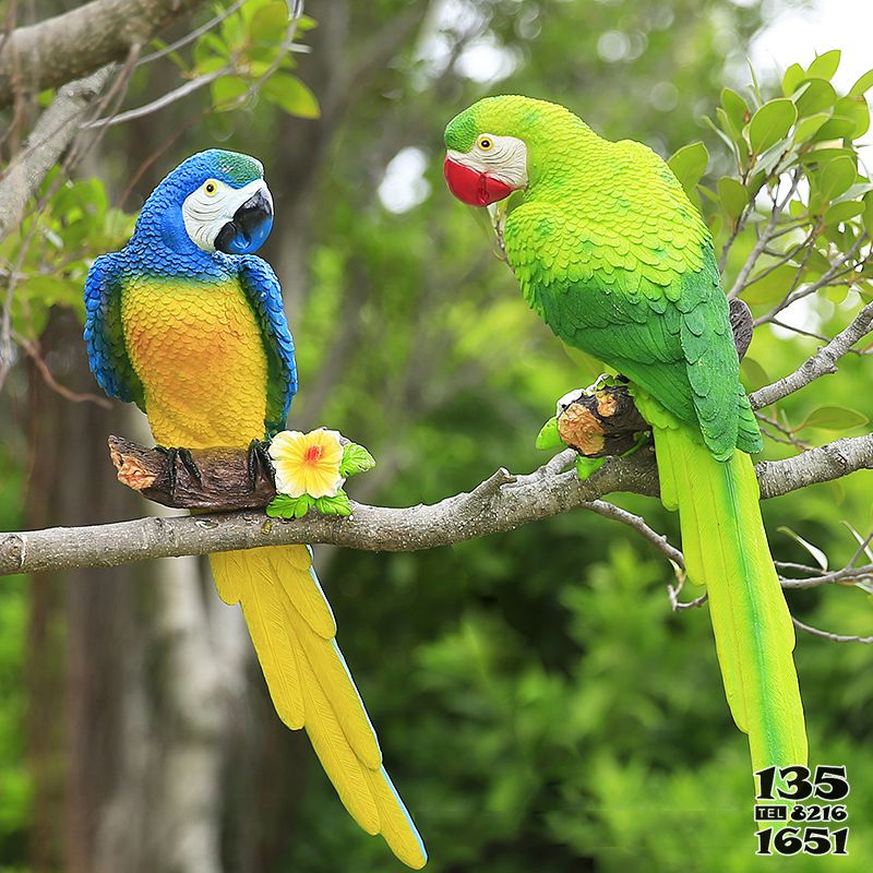 鸚鵡雕塑-動物園玻璃鋼彩繪創意鸚鵡雕塑