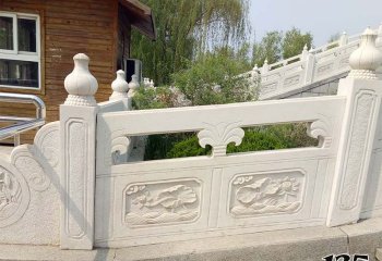 欄桿欄板雕塑-公園景區(qū)入口臺階漢白玉防護(hù)欄桿雕塑