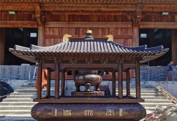 香爐雕塑-仿古長(zhǎng)形帶鼎化寶祈福寺廟景觀(guān)香爐雕塑