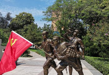 八路軍雕塑-景區(qū)玻璃鋼上陣沖鋒的八路軍雕塑