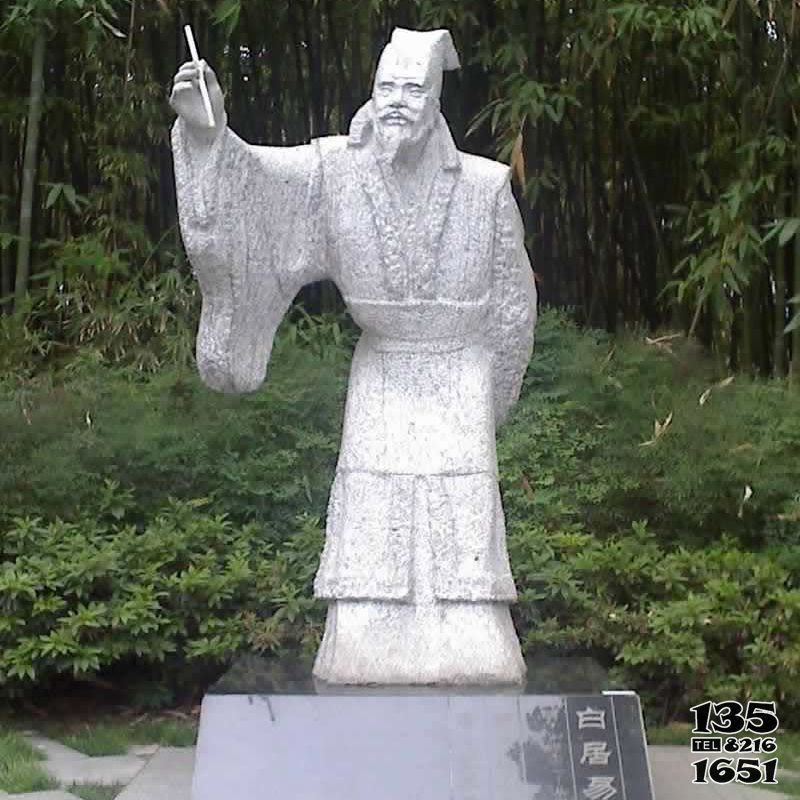 白居易雕塑-公園創意漢白玉歷史名人白居易雕塑高清圖片