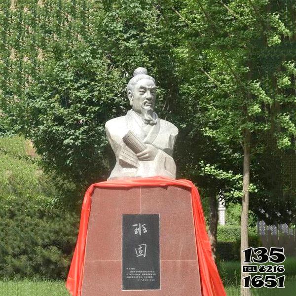 班固石雕頭像-公園古代歷史名人大理史學(xué)家石班固雕塑高清圖片