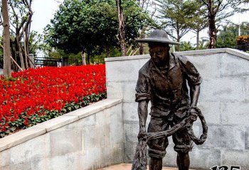 打漁雕塑-仿真捕魚(yú)人撒網(wǎng)擺放公園景觀銅雕塑