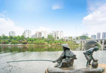 打漁雕塑-鑄造漁翁釣魚公園景觀青銅雕塑