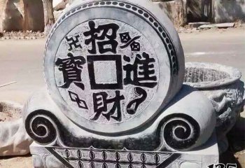 抱鼓石門墩雕塑-招財進(jìn)寶石門墩仿古抱鼓石