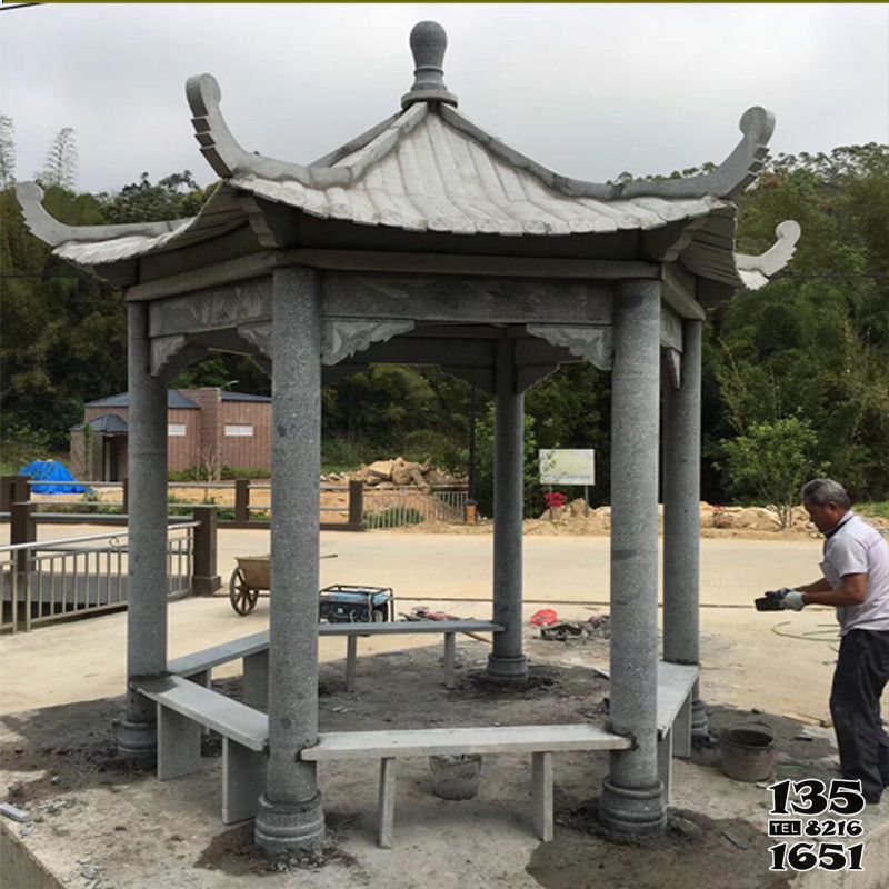 涼亭雕塑-景區(qū)戶(hù)外進(jìn)出口擺放休閑區(qū)仿古建涼亭座椅雕塑高清圖片