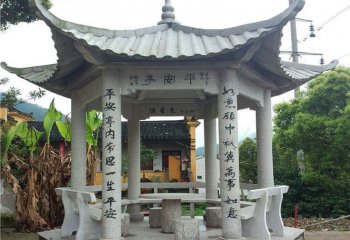 涼亭雕塑-寺廟景區(qū)戶外裝飾六角休息座椅涼亭石雕