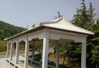 涼亭雕塑-森林公園仿古建大理石長廊座椅休息涼亭雕塑