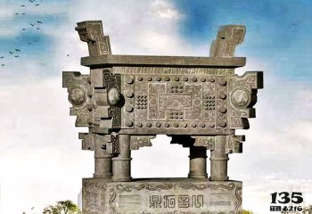 香爐雕塑-景區(qū)廣場(chǎng)擺放仿古鼎浮雕祈福長(zhǎng)形平口香爐雕塑