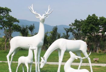 鹿雕塑-公園景區(qū)大型戶(hù)外園林景觀(guān)玻璃白色鹿雕塑