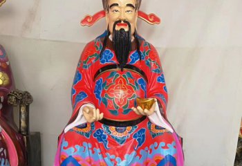 財(cái)神雕塑-家用招財(cái)玻璃鋼彩繪文財(cái)神雕塑