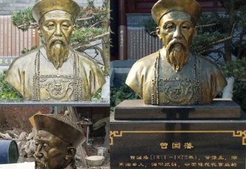 曾國藩雕塑-胸像古代人物玻璃鋼仿銅胸像曾國藩雕塑