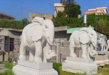 大象雕塑-漢白玉石雕園林景區(qū)大象雕塑