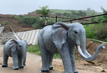 大象雕塑-戶外園林大型玻璃鋼仿真動物景觀大象雕塑