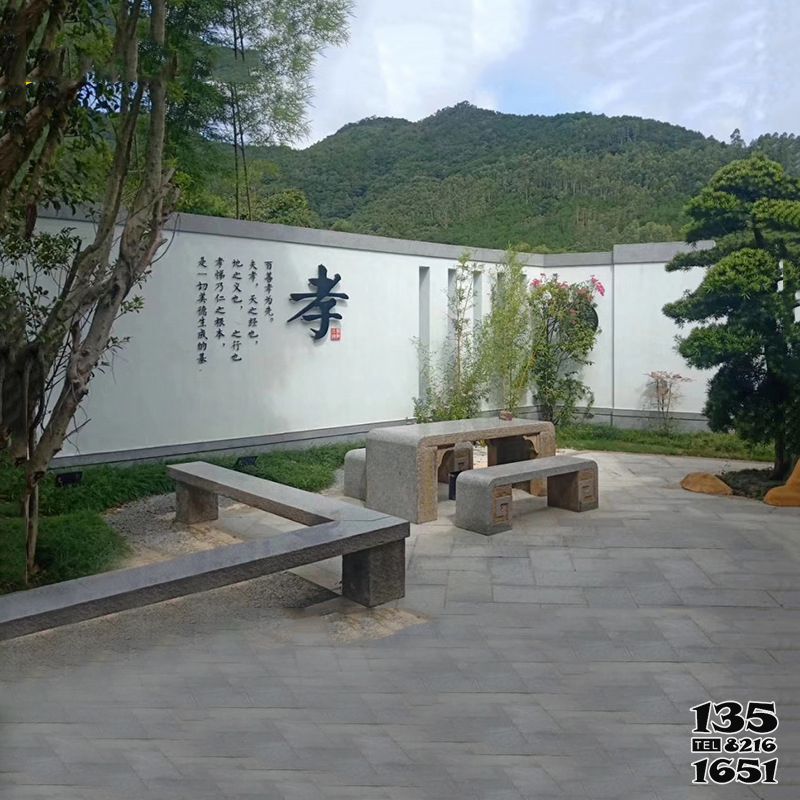 凳子雕塑-小區公園園林石雕仿古長凳雕塑高清圖片