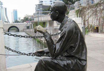 釣魚雕塑-小區公園釣魚坐姿景觀人物銅雕