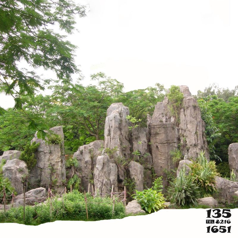 假山雕塑-公園塑石假山景觀-石雕塑高清圖片