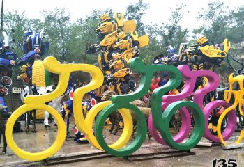 騎車(chē)雕塑-玻璃鋼雕塑體育運(yùn)動(dòng)雕像公園園林噴漆景觀(guān)騎車(chē)雕塑