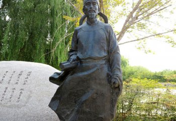 杜甫雕像 -公園園林歷史唐代詩(shī)人杜甫銅雕塑