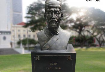 杜甫雕塑-大學(xué)公園彩繪杜甫胸像青銅雕