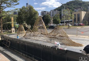 假山雕塑-售樓部金屬擺件水池水景鏤空假山不銹鋼雕塑