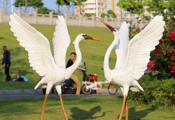 仙鶴雕塑-公園大型景觀(guān)裝飾品擺件玻璃鋼仙鶴雕塑