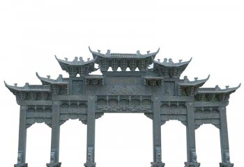 牌坊雕塑-青石園林景觀(guān)仿古建筑斗拱五門(mén)樓牌坊