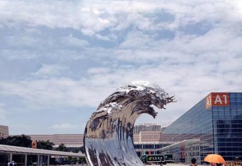 海浪浪花雕塑-戶外廣場大號(hào)不銹鋼翻滾的海浪浪花雕塑