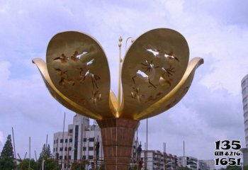 花朵雕塑-城市不銹鋼大型紫荊花景觀花朵雕塑