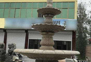 噴泉雕塑-庭院擺放三層砂巖噴泉別墅歐式石雕