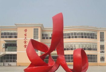 飄帶雕塑-大學(xué)校園景觀(guān)紅色不銹鋼個(gè)性創(chuàng)意飄帶雕塑