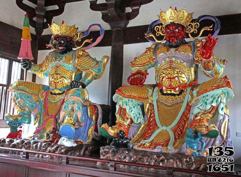 天王雕塑-寺廟大型玻璃鋼彩繪鎏金天王雕塑