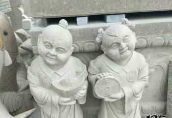 福娃雕塑-公園大理石石雕招財(cái)進(jìn)寶福娃雕塑