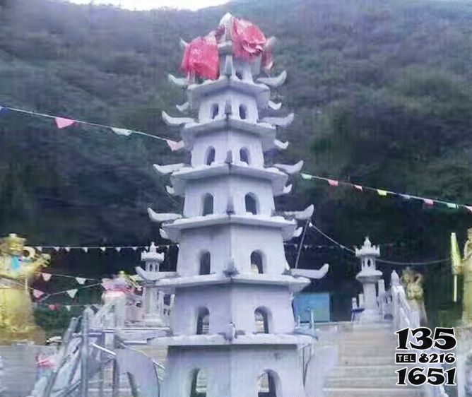 佛塔雕塑-園林景觀大理石寶塔石雕