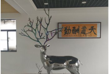 梅花鹿雕塑-戶(hù)外園林不銹鋼鏡面大型梅花鹿雕塑