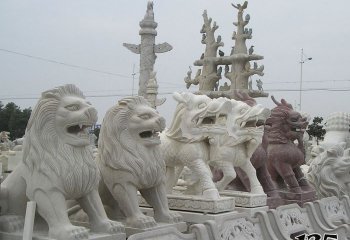 獅子雕塑-戶外景區(qū)大理石石雕創(chuàng)意大門(mén)口獅子獅子雕塑